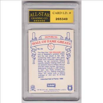 Graded 10 - Ted Williams 1987 Leaf Candy City Team Hall Of Fame Greats #H5 Card