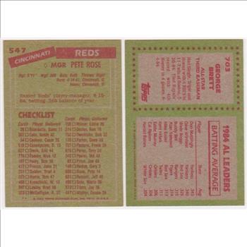 1985 Topps Pete Rose #547 + George Brett #703 Card Pair