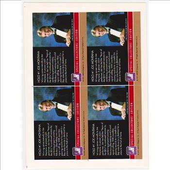 1991 Arena Holograms Joe Montana #1 Four Card Uncut Sheet