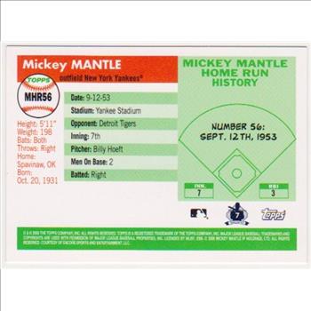 Mickey Mantle '55 Topps Style HR #56 2006 Topps #MHR56 Insert Card