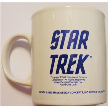 1989 Star Trek Transporter Disappearing Coffee Mug - Spock, Capt. Kirk