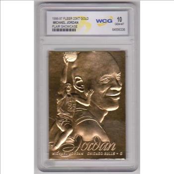 Graded Gem Mint 10 - Michael Jordan 1996-97 Fleer Flair Showcase 23 Kt Gold Card