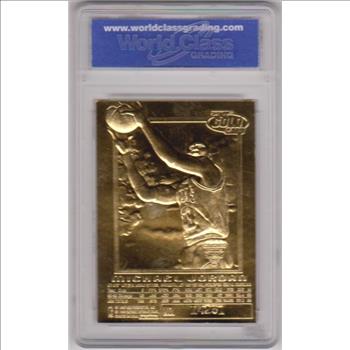 Graded Gem Mint 10 - Michael Jordan 1996-97 Skybox EX-2000 Credentials Metallic Red Border 23 Kt Gold Card