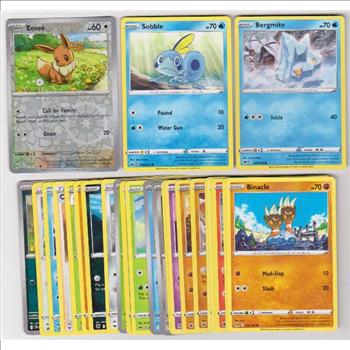 25 Different Pokemon Trading Cards w/ Eevee REVERSE HOLO + More