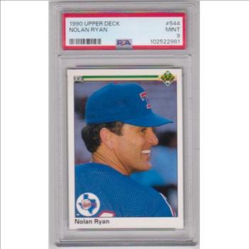 Graded PSA Mint 9 - Nolan Ryan 1990 Upper Deck #544 Card