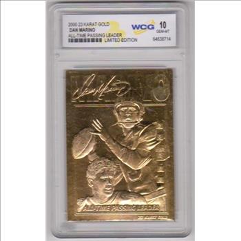 Graded Gem Mint 10 - Dan Marino 2000 23 Kt Gold Card