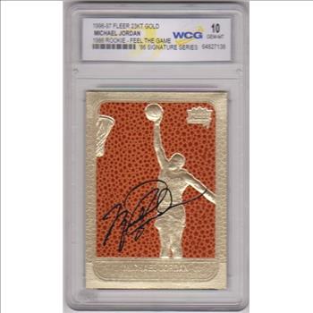 Graded Gem Mint 10 - Michael Jordan 1996-97 Fleer Feel The Game '86 Signature Series 23 Kt Gold Card