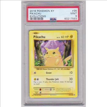 Graded PSA Mint 9 - Pikachu 2016 Pokemon XY Evolutions #35 Card