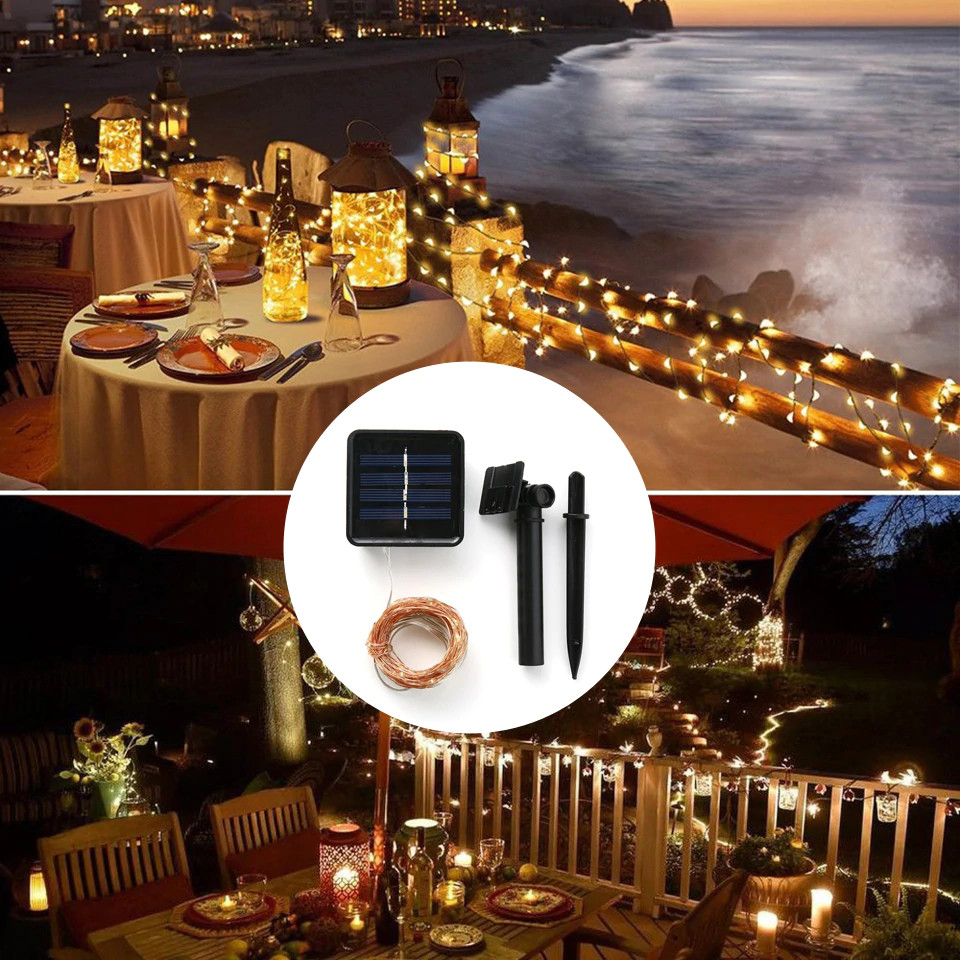 10M Solar LED String Lights Property Room