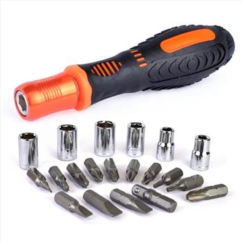 21-Piece Quick Release Screwdriver Holder & Assorted Bit Set