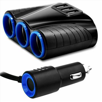 3-Way Cigarette Lighter Splitter with USB Ports