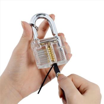 Transparent Practice Padlock w/ Lock Pick Set