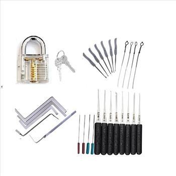 Transparent Practice Padlock w/ Lock Pick Set