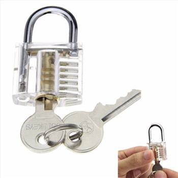 Transparent Practice Padlock w/ Lock Pick Set