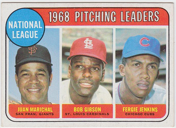 1969 Topps 10 1968 Pitching Leaders Baseball Card Juan Marichal, Bob
