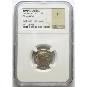 Scarce Silver NGC Slabbed Ancient Roman Coin - Hadrian AD 117-138 - Seven Hills Hoard - Choice Fine