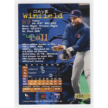 1994 Topps Stadium Club #288 Dave Winfield Baseball Card - Hall Of Famer