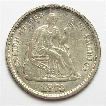 Sharp, AU 1873 Silver Seated Liberty Half Dime - Tough To Find