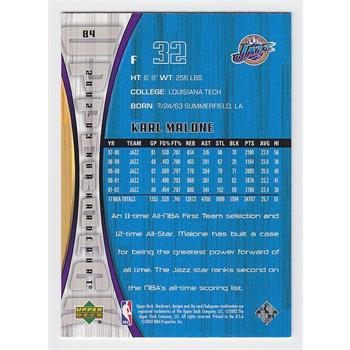 2002 Upper Deck #84 Karl Malone NBA Card - Hall Of Famer