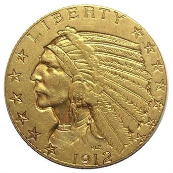 1912 $5 U.S. Gold Indian Half Eagle - Contains Nearly 1/4 Troy Ounces of Pure Gold