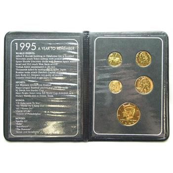 1995: A Year to Remember - 5 Piece Gold Plated Coin Set