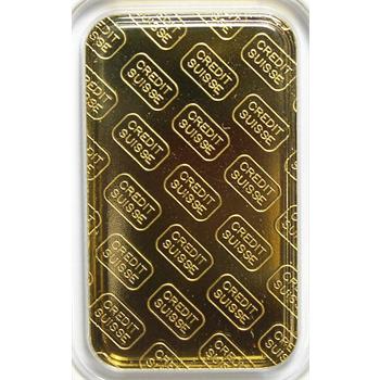 One Troy Ounce .9999 Fine GOLD Credit Suisse Bar - Individually Serial Numbered