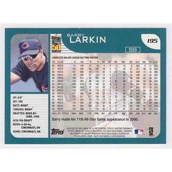 2000 Topps #195 Barry Larkin Baseball Card - Hall Of Famer
