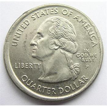 Mint Error 2006-P Off Center Broadstrike South Dakota Quarter, Missing Reeded Edge