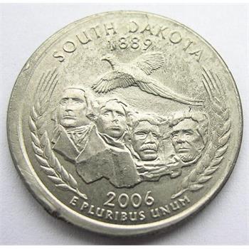 Mint Error 2006-P Off Center Broadstrike South Dakota Quarter, Missing Reeded Edge