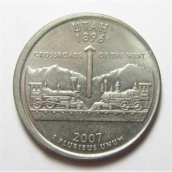 Rare Mint Error 2007-P Broadstruck Utah State Quarter, Partially Reeded Edge