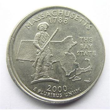 Rare Mint Error - Broadstrike Off Center  2000-P Massachusetts State Quarter with Thick Planchet