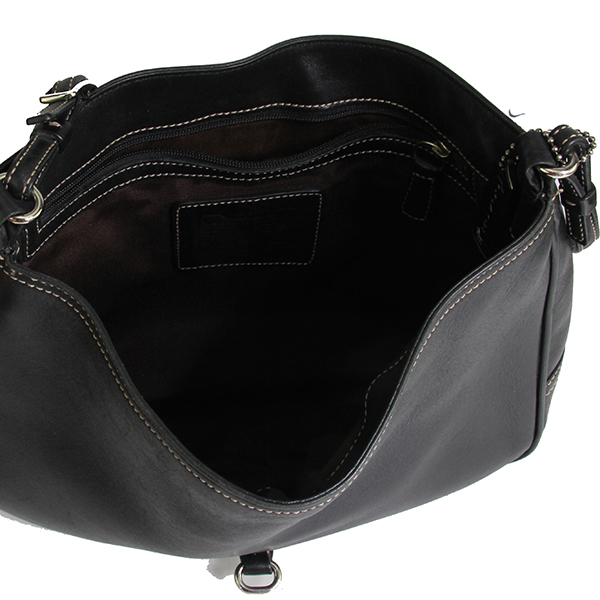 COACH 7751 Black Leather Hampton Clip Lock Closure Shoulder Bag Property Room