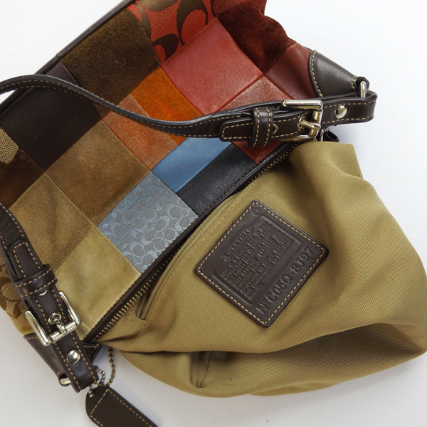 Coach Suede Leather Multi Color Patchwork Handbag Purse 8J97