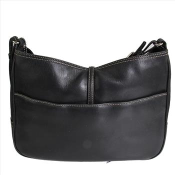 COACH 7751 Black Leather Hampton Clip Lock Closure Shoulder Bag