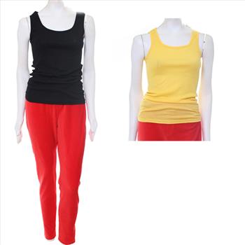 Hue Red Corduroy Pants, Size XXL, Wuhou Yellow and Black Tanks-2 Pieces- Size XXL