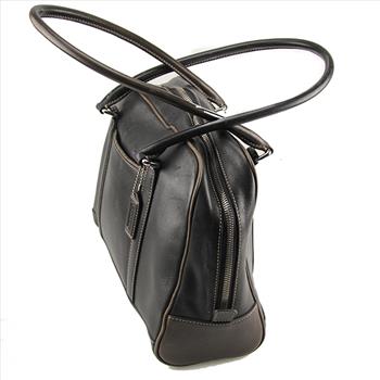 COACH Dark Brown Leather Handbag Purse Satchel Shoulder Bag 7786