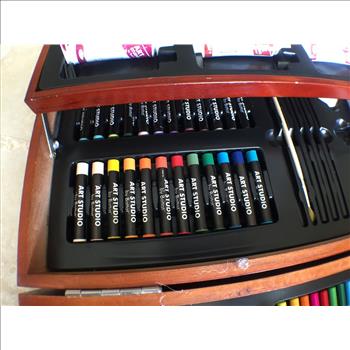 Art Studio by Battat - 111 Pieces Set in Wooden Case - Acrylic, Oil, & Watercolor-110 Pieces