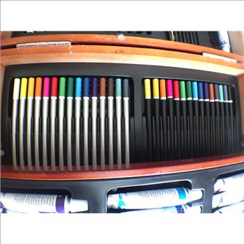 Art Studio by Battat - 111 Pieces Set in Wooden Case - Acrylic, Oil, & Watercolor-110 Pieces