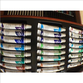 Art Studio by Battat - 111 Pieces Set in Wooden Case - Acrylic, Oil, & Watercolor-110 Pieces