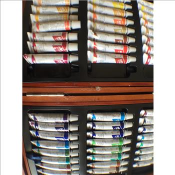 Art Studio by Battat - 111 Pieces Set in Wooden Case - Acrylic, Oil, & Watercolor-110 Pieces