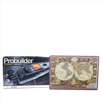 Mega Bloks Probuilder Carbon Series Speedboat & F.X. Schmid World Map Of 1708 5000 Piece Jigsaw Puzzle, 2 Pieces