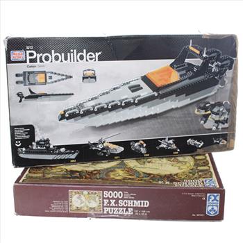 Mega Bloks Probuilder Carbon Series Speedboat & F.X. Schmid World Map Of 1708 5000 Piece Jigsaw Puzzle, 2 Pieces