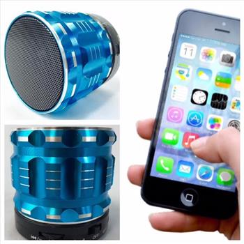 Portable Bullet Bluetooth Mini Speaker Wireless  Stereo Super Bass Alloy Body MP3 Player COLOR Metalic Blue