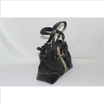 Coach Hampton Black Signature Python Satchel