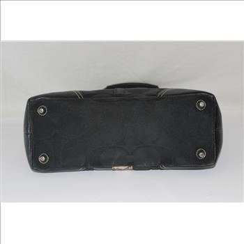 Coach Hampton Black Signature Python Satchel