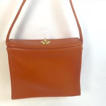 Coach Vintage orange Leather Geometric Turn lock Handbag Purse RARE 9043