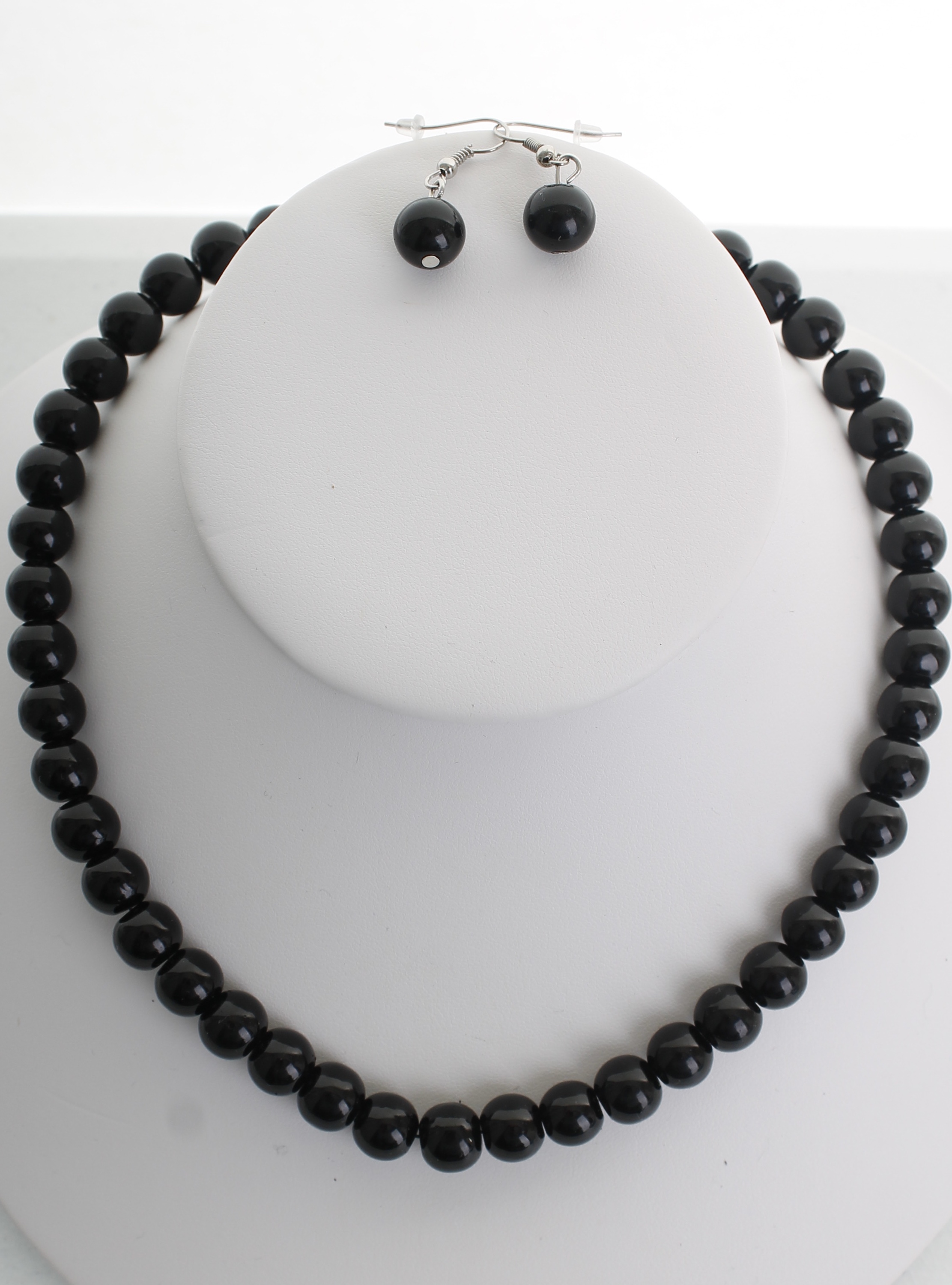 Faux Black Pearl Necklace With Matching Earrings Property Room