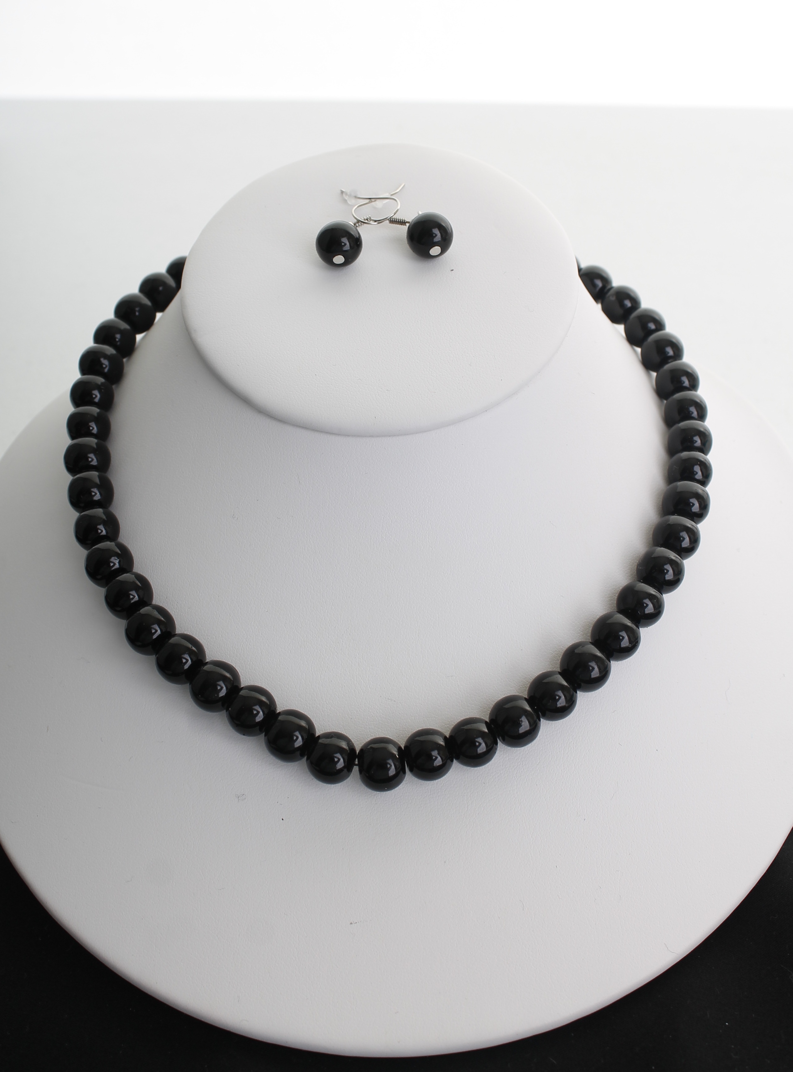 Faux Black Pearl Necklace With Matching Earrings Property Room