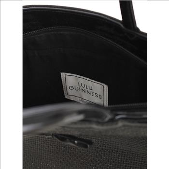 LULU GUINNESS black straw tote bag