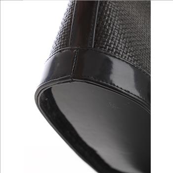 LULU GUINNESS black straw tote bag